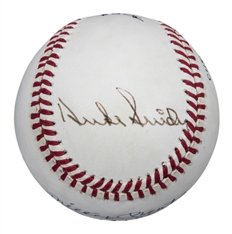 New York Centerfielders Multi Signed ONL Giamatti Baseball With 3 Signatures: Duke Snider, Mickey Mantle & Willie Mays (Beckett)